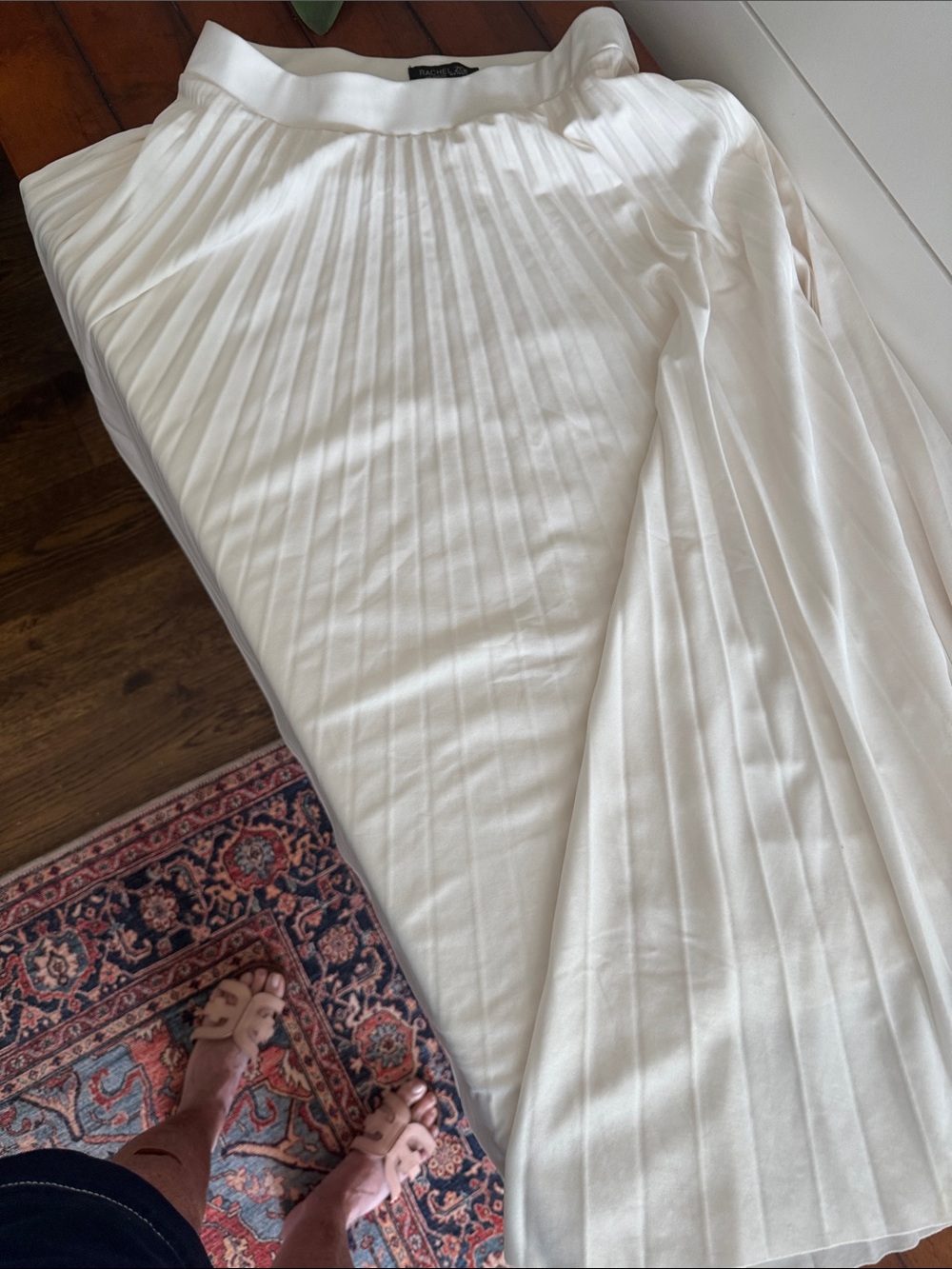 Rachel Zoe Cream Pleated Midi/maxi Skirt
